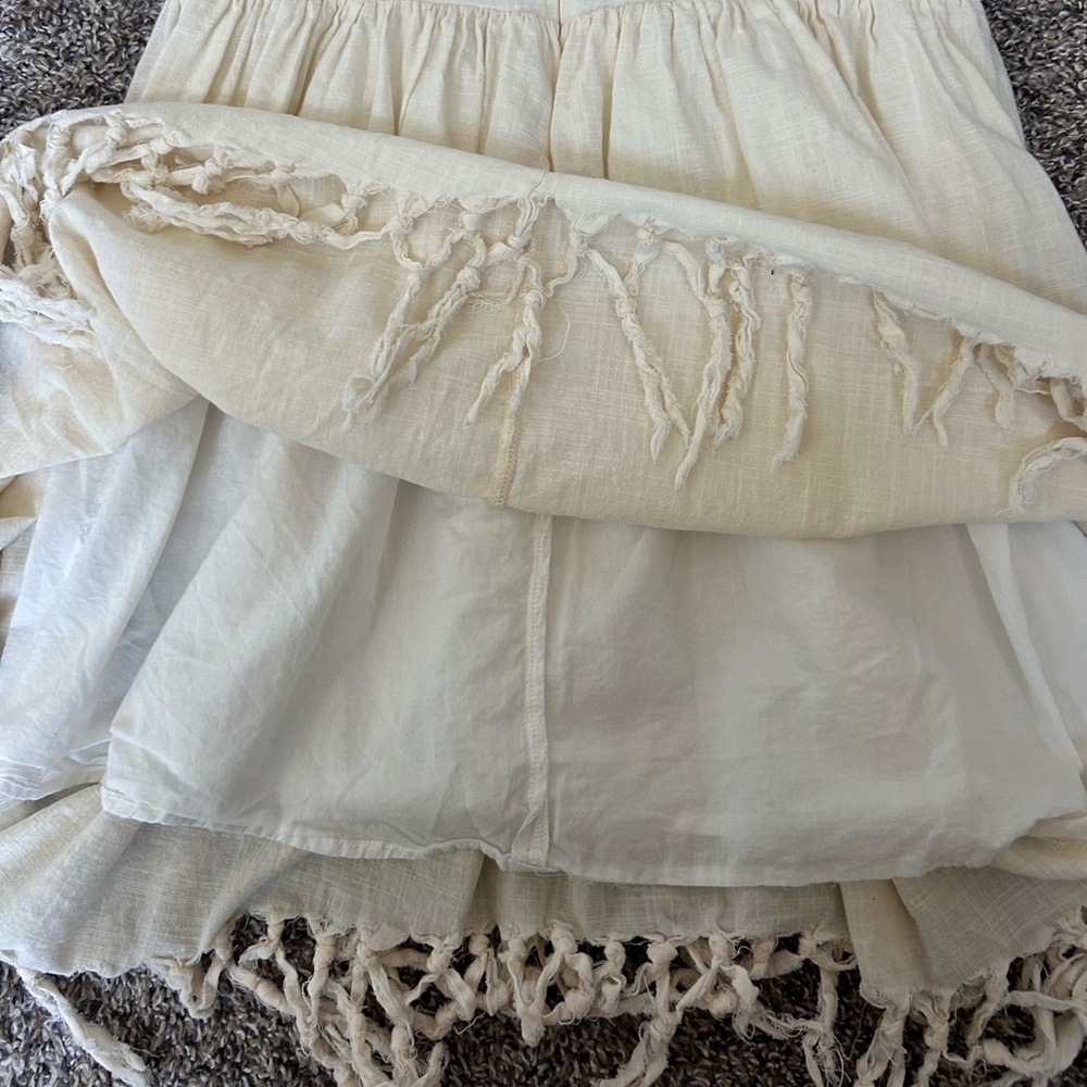 Poppet & Fox Girl’s 100% Cotton Cream Colored Fringed Dress 12Y - Picture 5 of 8
